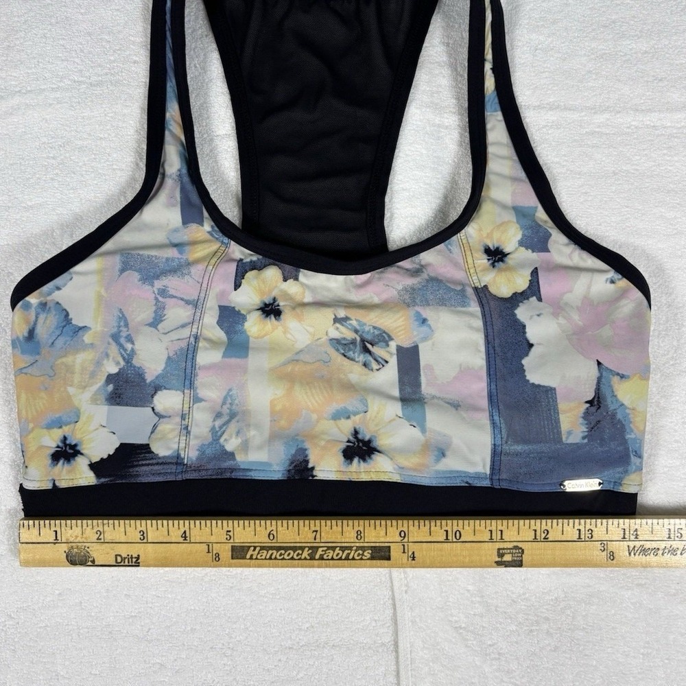 Calvin Klein Floral Sports Bra Large Racerback Athletic Workout Gym Activewear - Picture 9 of 10